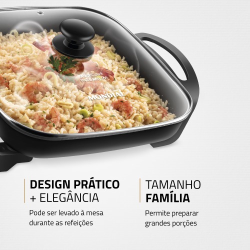 Panela el�trica quadrada 1.200 watts Quad Multicook - PE-49   110V