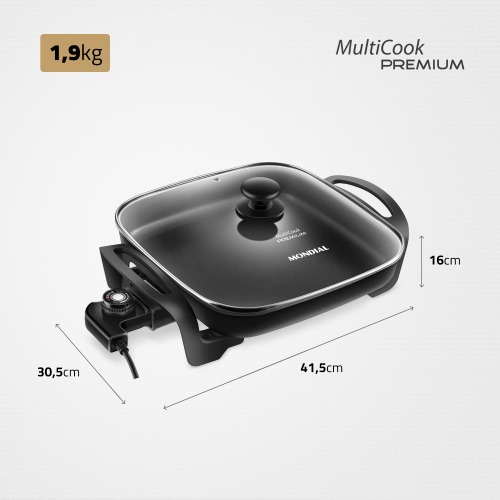 Panela el�trica quadrada 1.200 watts Quad Multicook - PE-49   110V