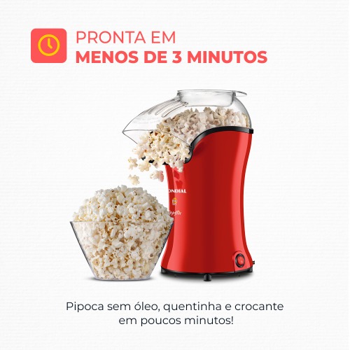Pipoqueira el�trica com bico direcionador 1.200W vermelha Popflix - PP-03  110V