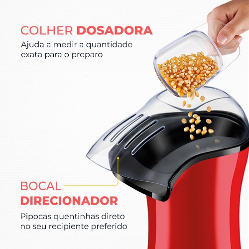 Pipoqueira el�trica com bico direcionador 1.200W vermelha Popflix - PP-03  110V