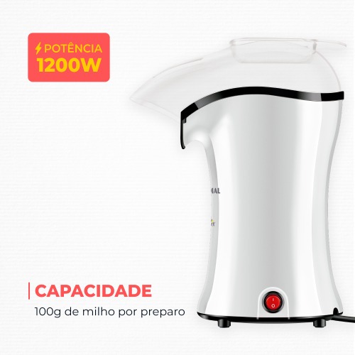 Pipoqueira el�trica com bico direcionador 1200 watts branco- PopFlix  110V