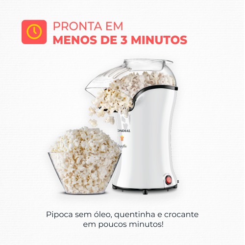 Pipoqueira el�trica com bico direcionador 1200 watts branca- PopFlix  220V