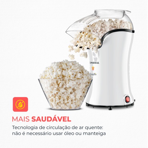 Pipoqueira el�trica com bico direcionador 1200 watts branca- PopFlix  220V