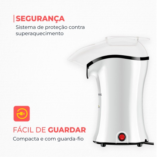 Pipoqueira el�trica com bico direcionador 1200 watts branca- PopFlix  220V