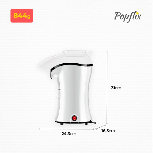 Pipoqueira el�trica com bico direcionador 1200 watts branca- PopFlix  220V