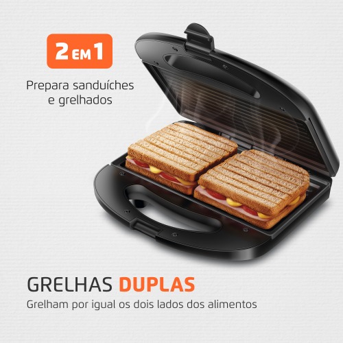 Sanduicheira Grill antiaderente 750 watts inox - S-20 110V Sanduicheira Grill antiaderente 750 watts inox - S-20 110V
