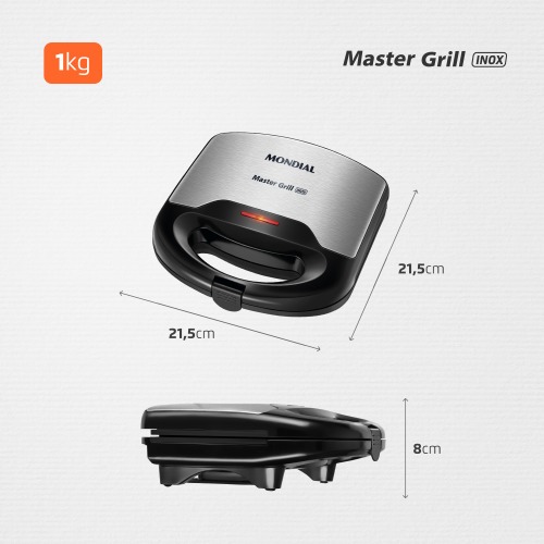 Sanduicheira Grill antiaderente 750 watts inox - S-20 110V Sanduicheira Grill antiaderente 750 watts inox - S-20 110V