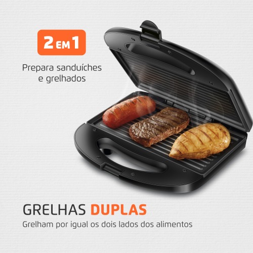 Sanduicheira Grill antiaderente 750 watts Pratic Grill - SN-01 220V Sanduicheira Grill antiaderente 750 watts Pratic Grill - SN-01 220V