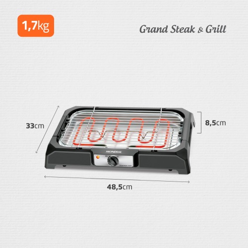 Churrasqueira el�trica port�til 1.800 watts Grand Steak & Grill - CH-05  110V