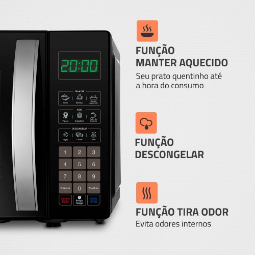 Micro-ondas 21 litros 1200W 10 níveis de potência - MO-01-21-B 110V Micro-ondas 21 litros 1200W 10 níveis de potência - MO-01-21-B 110V