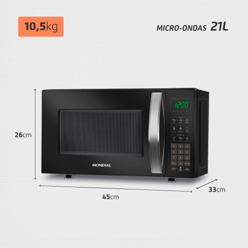 Micro-ondas 21 litros 1200W 10 níveis de potência - MO-01-21-B 110V Micro-ondas 21 litros 1200W 10 níveis de potência - MO-01-21-B 110V