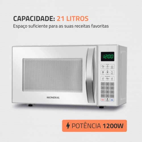 Micro-ondas 21 litros 1200W 10 n�veis de pot�ncia - MO-01-21-W  110V