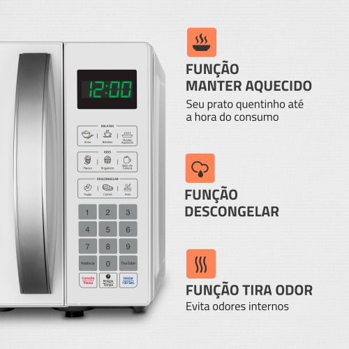 Micro-ondas 21 litros 1200W 10 níveis de potência - MO-01-21-W 220V Micro-ondas 21 litros 1200W 10 níveis de potência - MO-01-21-W 220V
