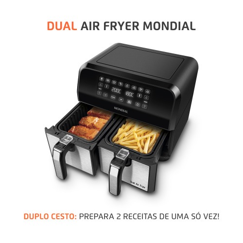 Fritadeira el�trica sem �leo Air Fryer Dual com cesto duplo 8L 2000 Watts - AFD-01-BI  220V