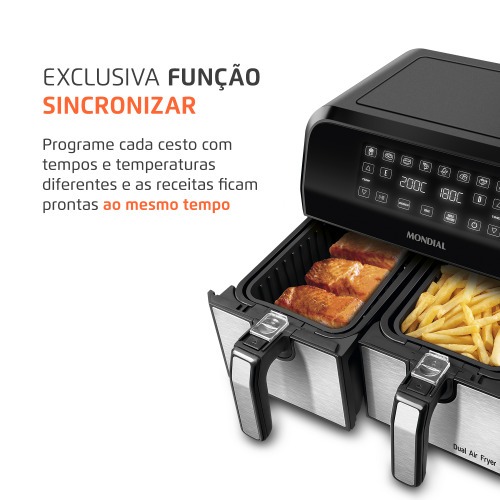 Fritadeira el�trica sem �leo Air Fryer Dual com cesto duplo 8L 2000 Watts - AFD-01-BI  220V