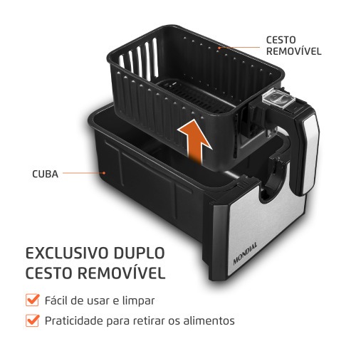 Fritadeira el�trica sem �leo Air Fryer Dual com cesto duplo 8L 2000 Watts - AFD-01-BI  220V