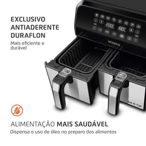 Fritadeira el�trica sem �leo Air Fryer Dual com cesto duplo 8L 2000 Watts - AFD-01-BI  220V