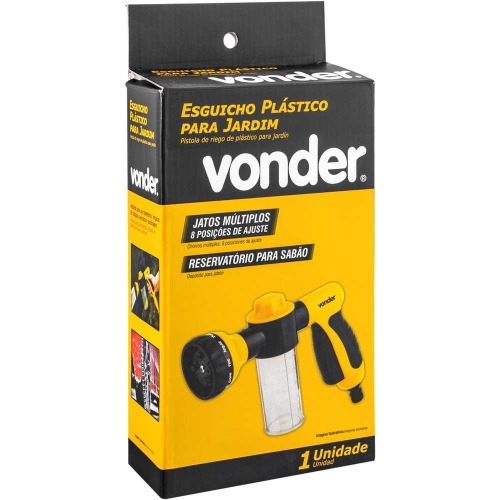 Esguicho pl�stico para jardim com copo para sab�o 8 fun��es