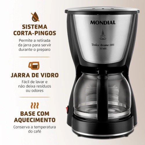 Cafeteira el�trica 800W jarra de vidro 32 x�caras Dolce Arome 32 - C-32-32X  110V