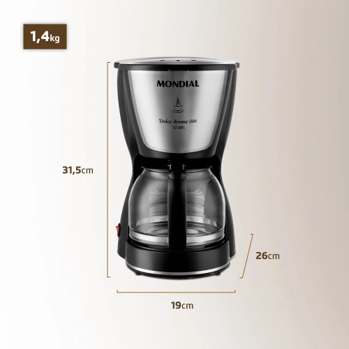Cafeteira el�trica 800W jarra de vidro 32 x�caras Dolce Arome 32 - C-32-32X  110V