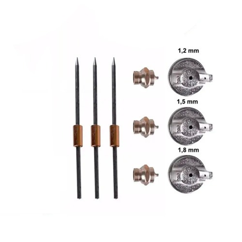 Pistola de pintura tipo gravidade com 3 bicos e caneca 600 ml - 5731455