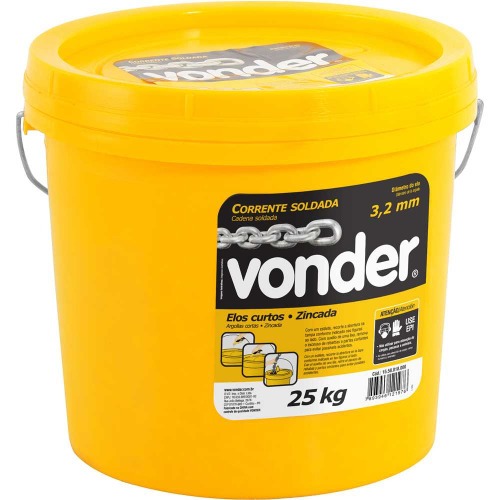 Corrente zincada elo curto 3,2 mm balde com 25 kg
