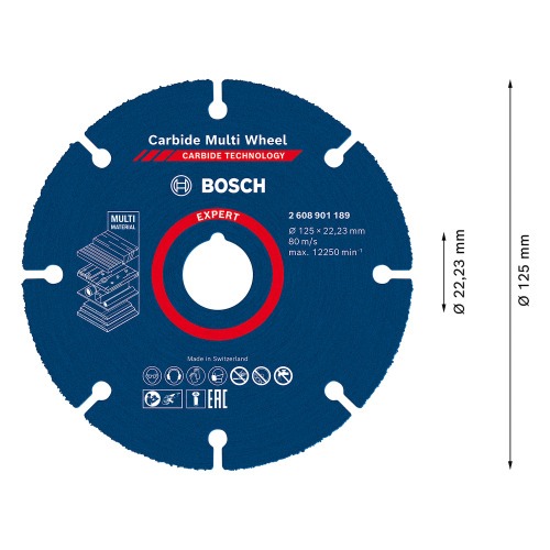 Disco de corte multi material em tungst�nio 125 x 22,23 mm - Expert Carbide Multi Wheel