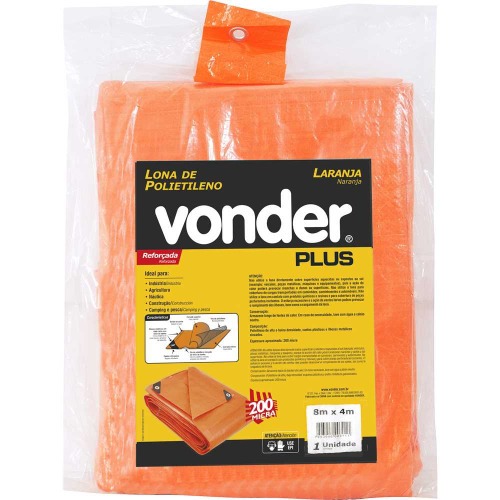 Lona reforçada de polietileno laranja 8 m x 4 m Lona reforçada de polietileno laranja 8 m x 4 m