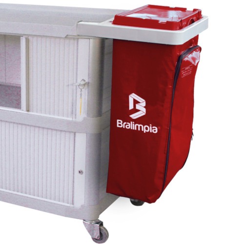 Carro funcional extra 2 bolsas amarela e vermelha com porta