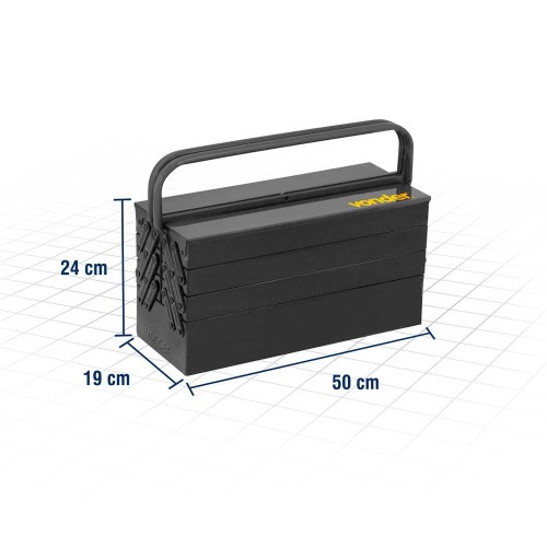 Caixa para ferramentas sanfonada com 7 gavetas e al�a