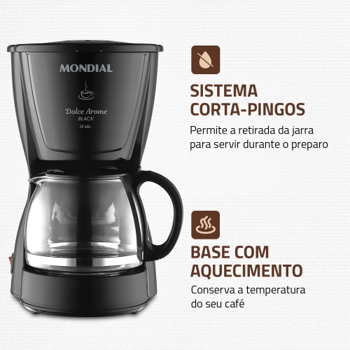 Cafeteira el�trica 550 W jarra de vidro 18 x�caras Dolce Arome - C-30-18X-FB  110V