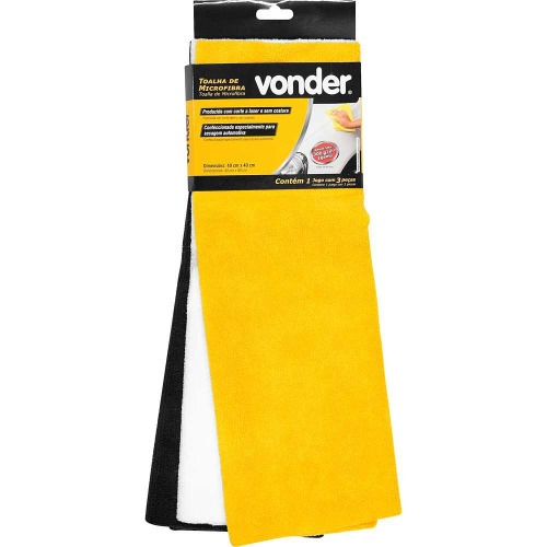Toalha de microfibra para secagem automotiva 40 cm x 40 cm 3 pe�as