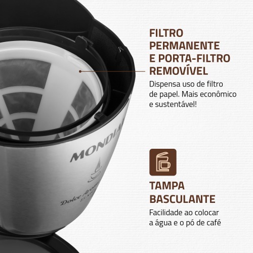 Cafeteira el�trica 550W jarra inox 15 x�caras Dolce Arome - C-34 JI-15X  220V