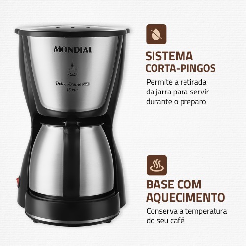 Cafeteira el�trica 550W jarra inox 15 x�caras Dolce Arome - C-34 JI-15X  110V