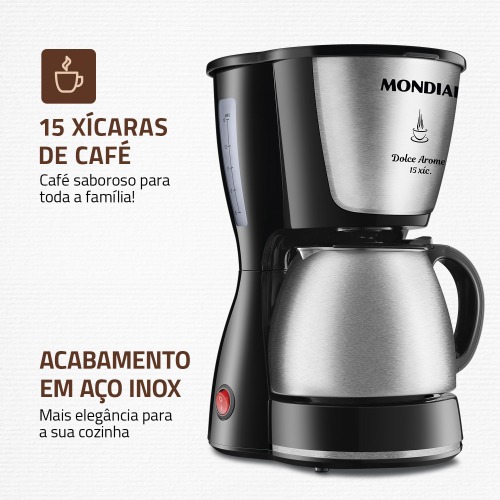 Cafeteira el�trica 550W jarra inox 15 x�caras Dolce Arome - C-34 JI-15X  110V