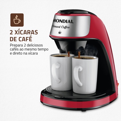 Cafeteira el�trica 2 x�caras vermelha Smart Coffee - C-42-2X-RI  220V