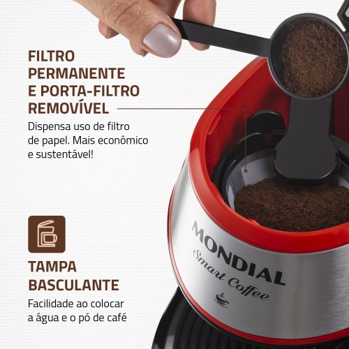 Cafeteira el�trica 2 x�caras vermelha Smart Coffee - C-42-2X-RI  220V