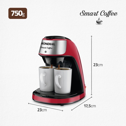 Cafeteira el�trica 2 x�caras vermelha Smart Coffee - C-42-2X-RI  220V