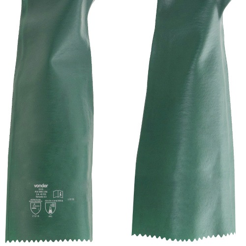 Kit 5 pares de luva pvc lisa com forro de algod�o 65 cm - PLV 0065