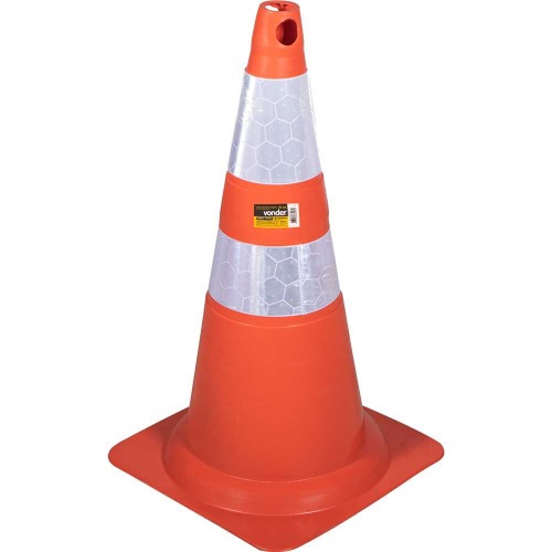 Cone de sinaliza��o com 75 cm flex�vel 2 faixas