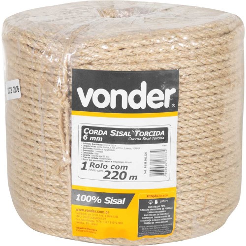 Corda de sisal 6 mm com rolo de 220 metros