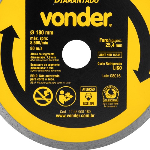 Disco diamantado liso 180 mm para cer�mica e porcelanato