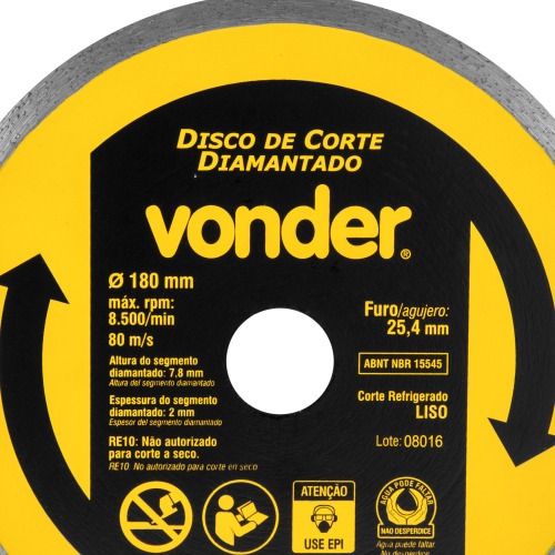 Disco diamantado liso 180 mm para cer�mica e porcelanato