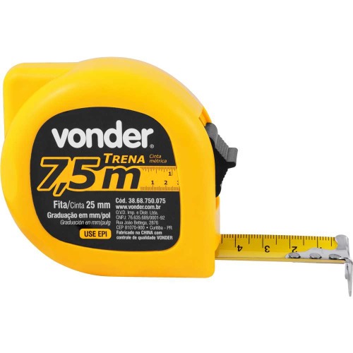 Trena com fita de a�o 25 mm x 7,5 m com trava 6 pe�as