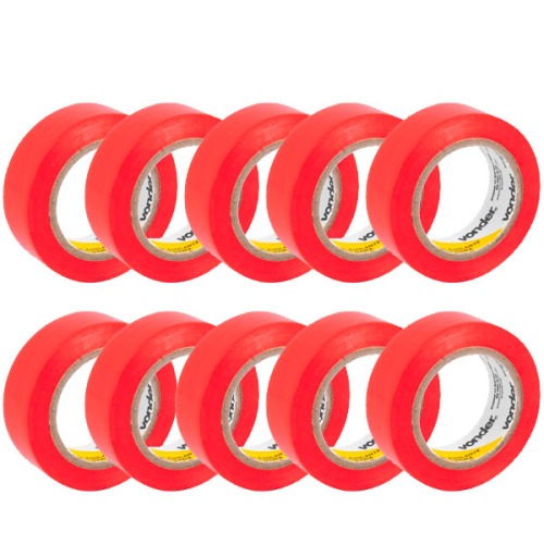 Fita isolante 19 mm x 10 m vermelha com 10 pe�as