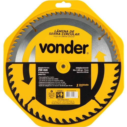 Disco de serra para madeira 250 x 30 mm 72 dentes