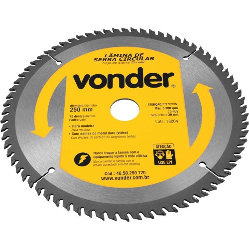 Disco de serra para madeira 250 x 30 mm 72 dentes