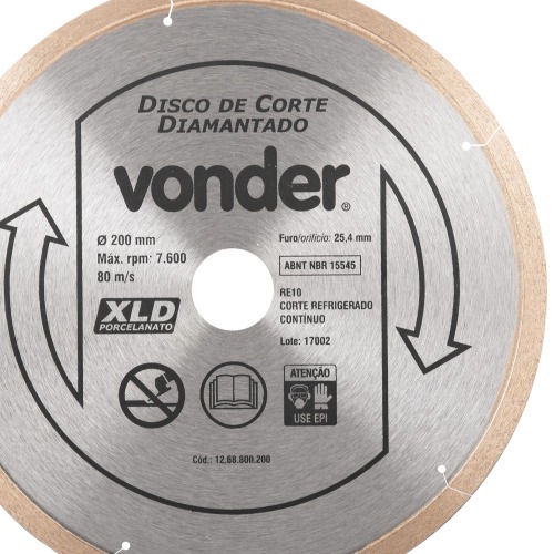 Disco diamantado cont�nuo 200 mm para porcelanato
