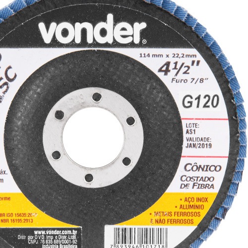 Disco de lixa flap disc c�nico 4 1/2