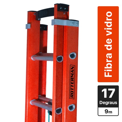 Escada de fibra de vidro extens�vel 5,10 x 9 m 34 degraus - ESC51090